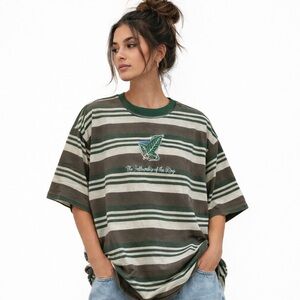 Lord of the Rings Striped Tee | Fellowship of the Rings Graphic Tee- Size Large